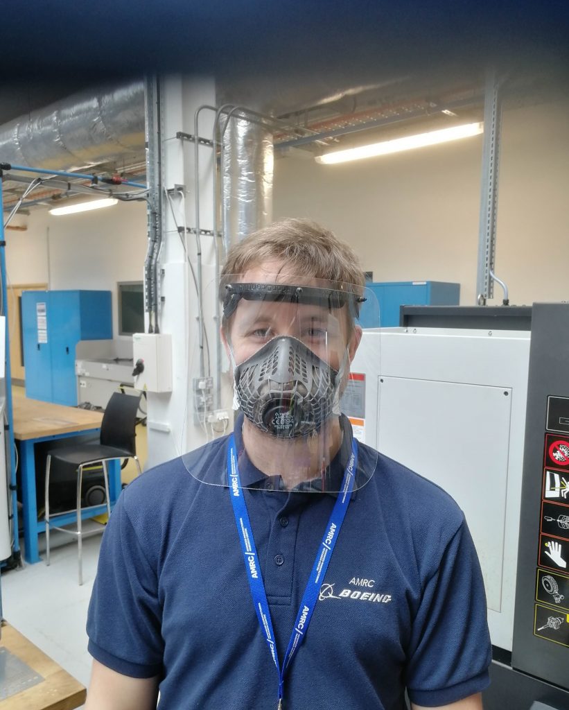 protective face shield demonstration